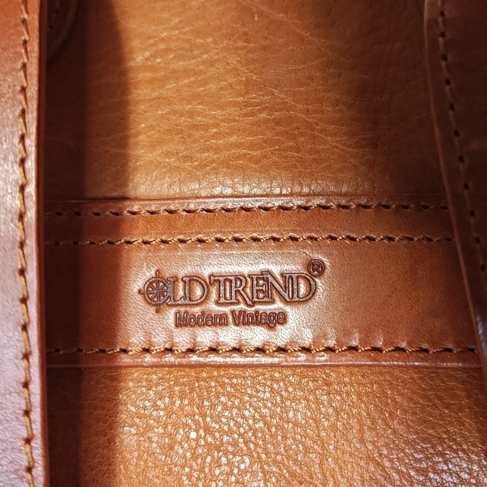 Old Trend Lawnwood Leather Backpack Large Ginger Tan Modern Vintage Rucksack
